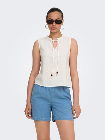 ONLSWAR S/L FRILL TOP WVN Kadın Beyaz Bluz - 15378512