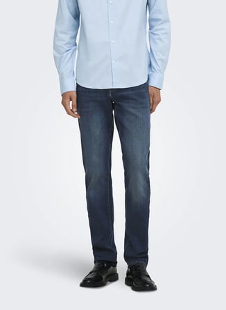 Only & Sons Lacivert Erkek Taşlamalı Denim Pantolon 22038482 ONSWEFT JAX DB 8482 TAI