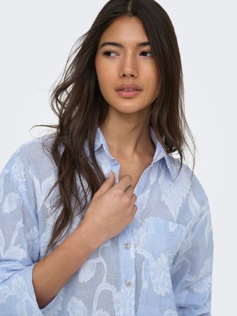 ONLASTANA LS SHIRT WVN EX Kadın Blue Gömlek - 15380458