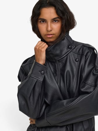 ONLVANI L/S FAUX LEATHER JACKET PNT Kadın Siyah Mont - 15380880