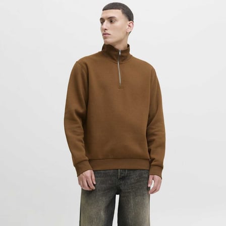Jack&Jones Bradley Noos Erkek Kahverengi Dik Yaka Sweatshirt