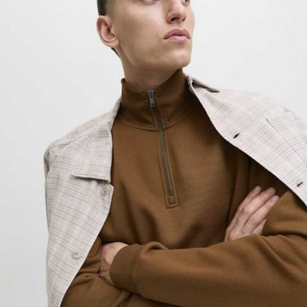 Jack&Jones Bradley Noos Erkek Kahverengi Dik Yaka Sweatshirt