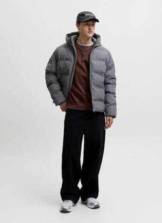 Jack & Jones Kahverengi Erkek Yuvarlak Yaka Rahat Sweatshirt 12300670 JJEACE SWEAT CREW NECK