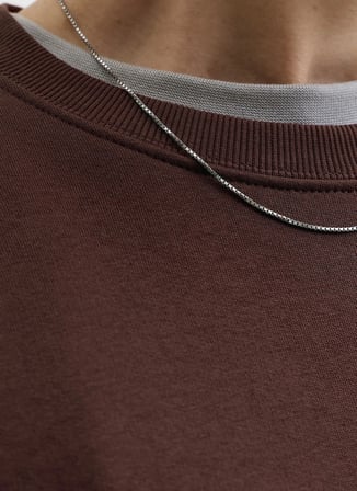 Jack & Jones Kahverengi Erkek Yuvarlak Yaka Rahat Sweatshirt 12300670 JJEACE SWEAT CREW NECK