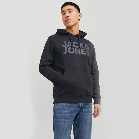 Jack&Jones Corp Logo Erkek Mavi Kapüşonlu Sweatshirt