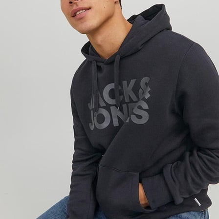 Jack&Jones Corp Logo Erkek Mavi Kapüşonlu Sweatshirt