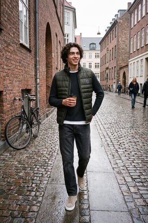 Jack & Jones JJEKINGSLEY Erkek Hafif Şişme Yelek Dik Yaka Günlük Rahat 