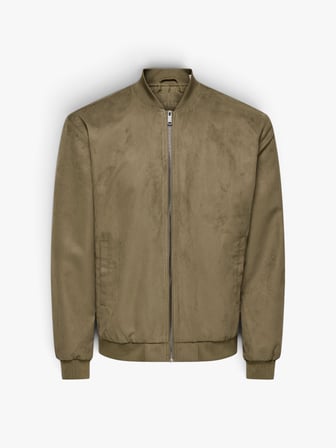 ONSLUCAS FAKE SUEDE BOMBER OTW NOOS Erkek Kahverengi Mont - 22027463