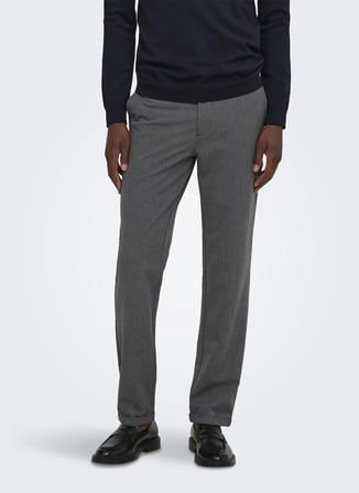 Only & Sons Gri Erkek Çizgili Chino Pantolon 22038671 ONSWEFT STRIPE 0652 PANTS