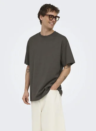 Only & Sons Kahve Erkek T-Shirt 22022532 ONSFRED LIFE SS TEE NOOS