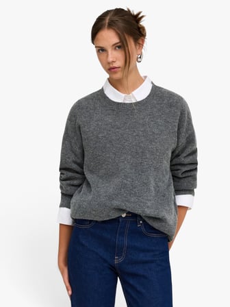 ONLOLIVIA LS O-NECK CC KNT Kadın Gri Kazak - 15380548