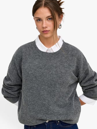 ONLOLIVIA LS O-NECK CC KNT Kadın Gri Kazak - 15380548