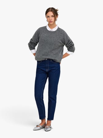 ONLOLIVIA LS O-NECK CC KNT Kadın Gri Kazak - 15380548