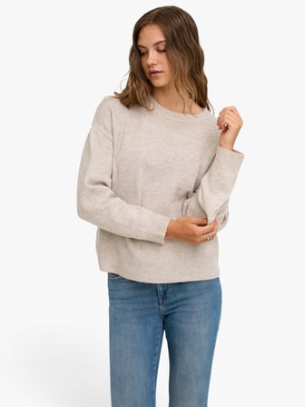 ONLOLIVIA LS O-NECK CC KNT Kadın Beyaz Kazak - 15380548