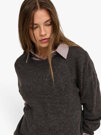 ONLOLIVIA LS O-NECK CC KNT Kadın Gri Kazak - 15380548