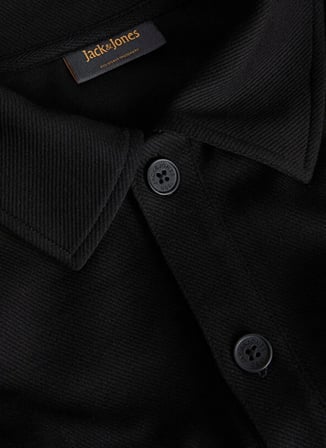 Jack & Jones Siyah Erkek Rahat Gömlek 12299043 JJAXEL TWILL SWEAT OVERSHI