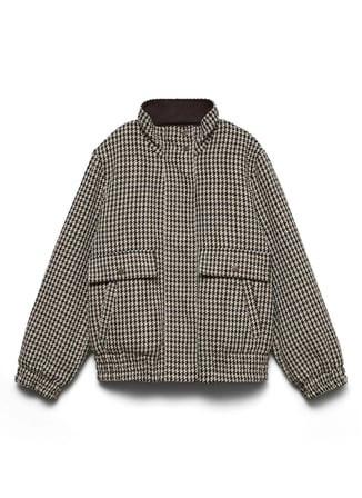 Vero Moda 10348771-191109 TCX Koyu Kahve Kadın Dik Yaka Desenli Tüvit Mont