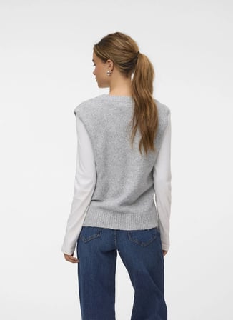 Vero Moda Gri Kadın V Yaka Süveter 10347388-BS000086
