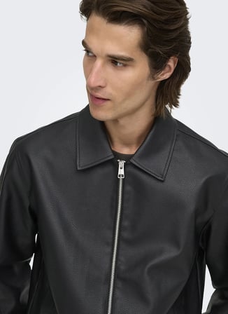 Only & Sons Siyah Erkek Ceket 22038683 ONSREM PU JACKET OTW VD