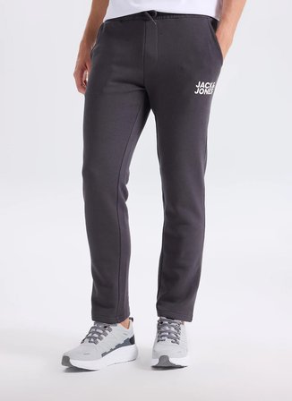 Jack & Jones Gri Erkek Regular Fit Logo Baskılı Sweatpant 12207058 JPSTGORDON JJSOFTSWEATPANT