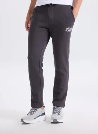 Jack & Jones Gri Erkek Regular Fit Logo Baskılı Sweatpant 12207058 JPSTGORDON JJSOFTSWEATPANT