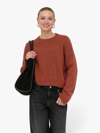 ONLSIMONI L/S O-NECK PULLOVER KNT NOOS  Kırmızı Kazak - 15368976