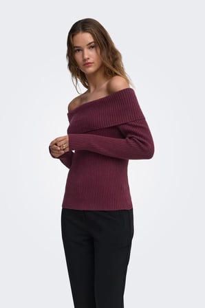 Only Onlkatia Regular Fit Madonna Yaka Kazak Kadın KAZAK 15311830 BORDO