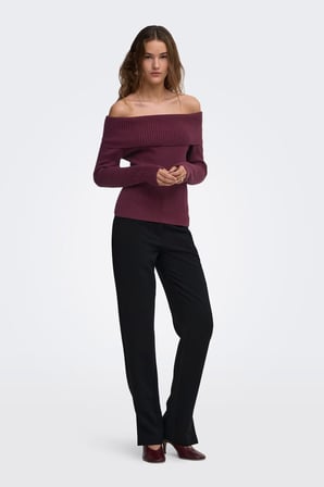 Only Onlkatia Regular Fit Madonna Yaka Kazak Kadın KAZAK 15311830 BORDO