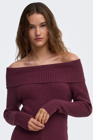 Only Onlkatia Regular Fit Madonna Yaka Kazak Kadın KAZAK 15311830 BORDO