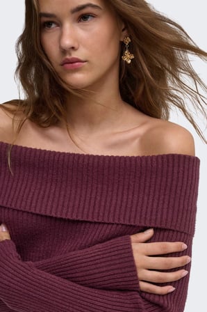 Only Onlkatia Regular Fit Madonna Yaka Kazak Kadın KAZAK 15311830 BORDO