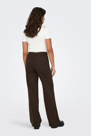 Only Onlmadison Pamuklu Yüksek Bel Geniş Paça Jeans Kadın KOT PANTOLON 15371660 KOYU KAHVE