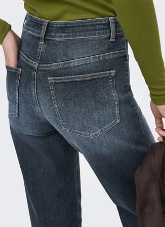 ONLY Lacivert Kadın Taşlamalı Denim Pantolon 15363244BS000042