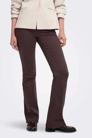 Only Onlblush Pamuklu Orta Bel Geniş Paça Jeans Kadın KOT PANTOLON 15379119 KOYU KAHVE