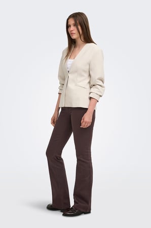 Only Onlblush Pamuklu Orta Bel Geniş Paça Jeans Kadın KOT PANTOLON 15379119 KOYU KAHVE