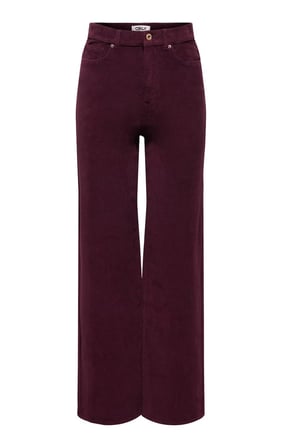 Only Onlhope Pamuklu Yüksek Bel Bol Paça Kadife Pantolon Kadın PANTOLON 15263179 VİŞNE