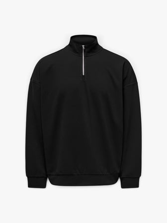 ONSNEWKODYL OVZ LS HALFZIP HIGH NECK VD Erkek Siyah Sweatshirt - 22038908