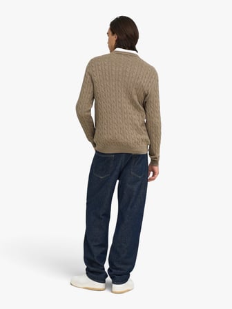 ONSLOUI REG 12 CABEL CREW KNIT NOOS Erkek Kahverengi Kazak - OS22033762