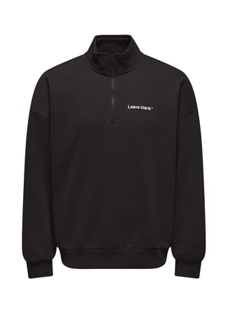 Only & Sons Siyah Erkek Dik Yaka Rahat Baskılı Sweatshirt 22039021 ONSTYSON OVZ LS HALF ZIP