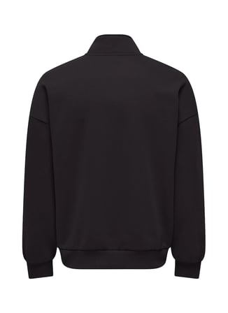 Only & Sons Siyah Erkek Dik Yaka Rahat Baskılı Sweatshirt 22039021 ONSTYSON OVZ LS HALF ZIP