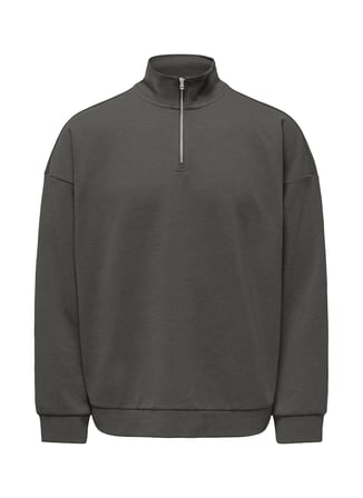 Only & Sons Yeşil Erkek Sweatshirt 22038908 ONSNEWKODYL OVZ LS HALFZIP