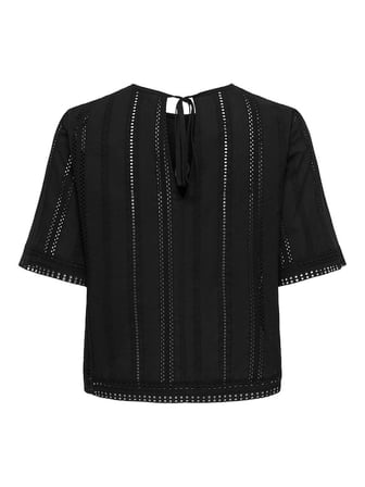 ONLLIA SS EMB TOP WVN Kadın Siyah Bluz - 15383837