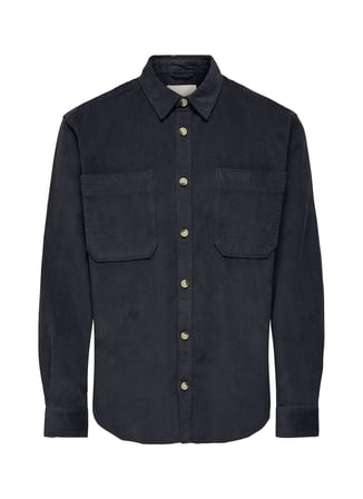 Only & Sons Lacivert Erkek Rahat Yumuşak Dokulu Gömlek 22024716 ONSALP 2PKT CORD LS SHIRT