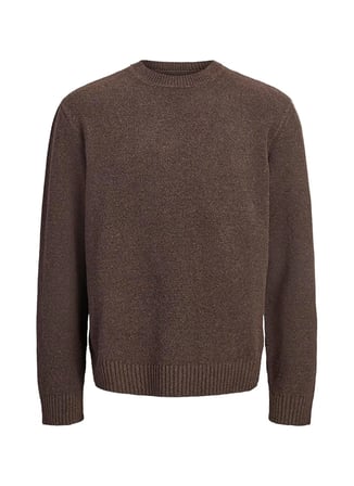 Jack & Jones Kahverengi Erkek Yuvarlak Yaka Kazak 12293244 JORNORREBRO CATSKILLS