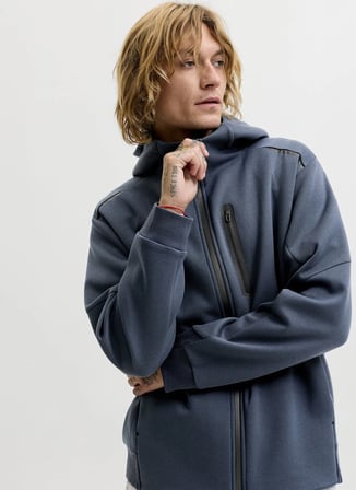 Jack & Jones Lacivert Erkek Rahat Sweatshirt 12301089 JCOFUSION SWEAT FULL HOOD