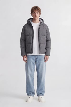 Jack & Jones Erkek Jjgalaxy Kapüşonlu Şişme Mont 12303930 Asfalt