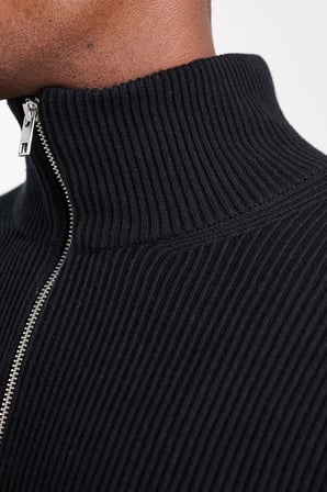 Jack & Jones Premium Regular Fit Yarım Femruarlı Dik Yaka Kazak Erkek KAZAK 12301708 SİYAH