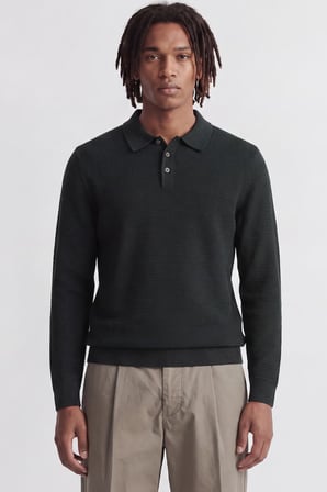 Jack & Jones Pamuklu Regular Fit Düğmeli Polo Yaka Kazak Erkek POLO YAKA KAZAK 12299904 KÖMÜR