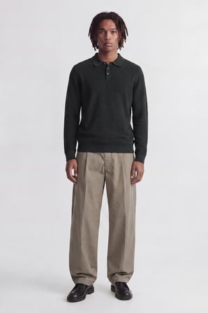 Jack & Jones Pamuklu Regular Fit Düğmeli Polo Yaka Kazak Erkek POLO YAKA KAZAK 12299904 KÖMÜR