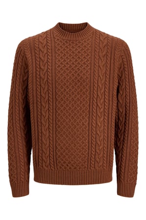 Jack & Jones Erkek Jprblucallum Bisiklet Yaka Pamuklu Örme Kazak 12299945 Tarçın