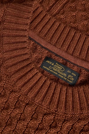 Jack & Jones Erkek Jprblucallum Bisiklet Yaka Pamuklu Örme Kazak 12299945 Tarçın